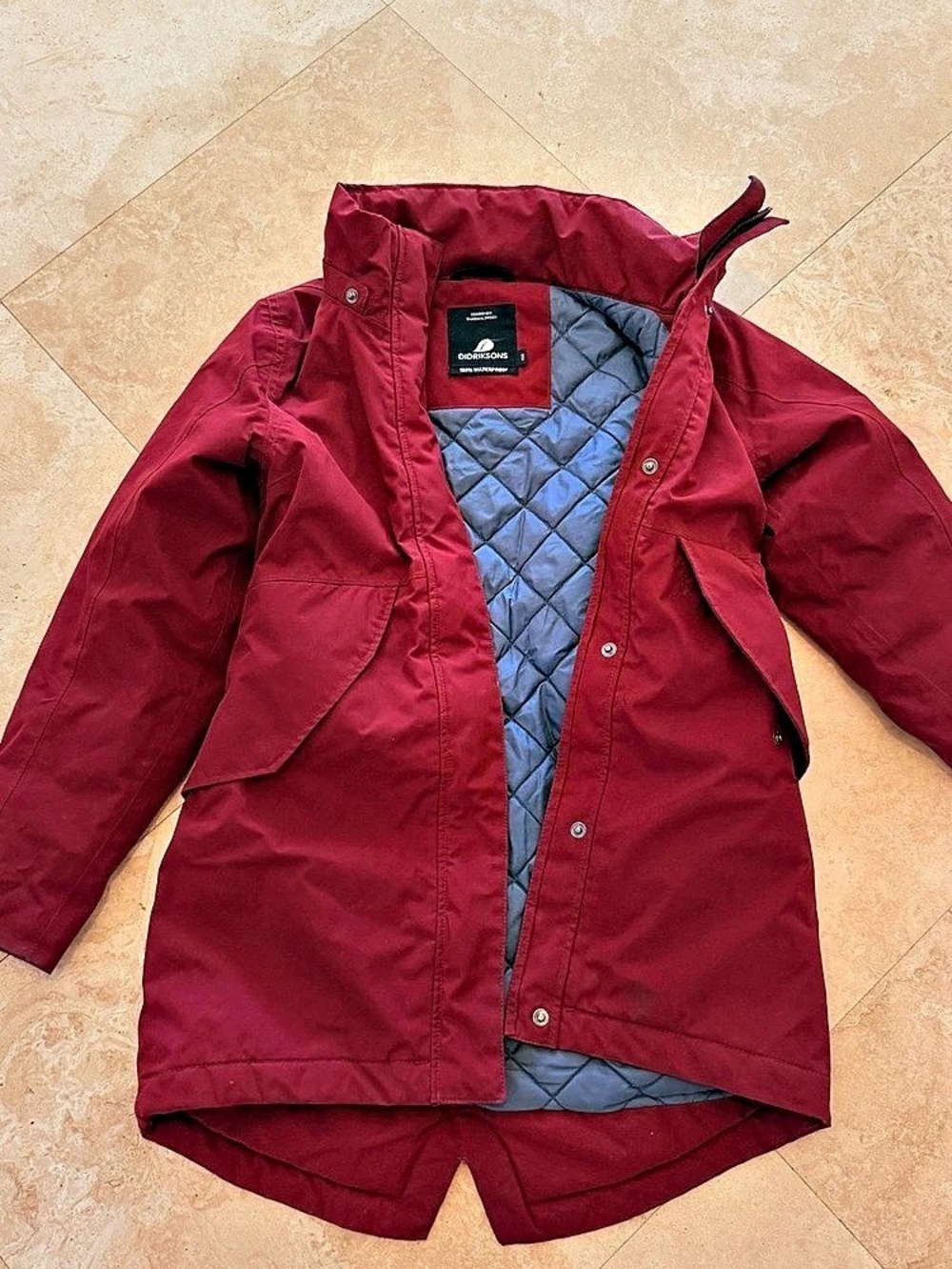 Didriksons Waterproof Hooded Raincoat Red Size 150